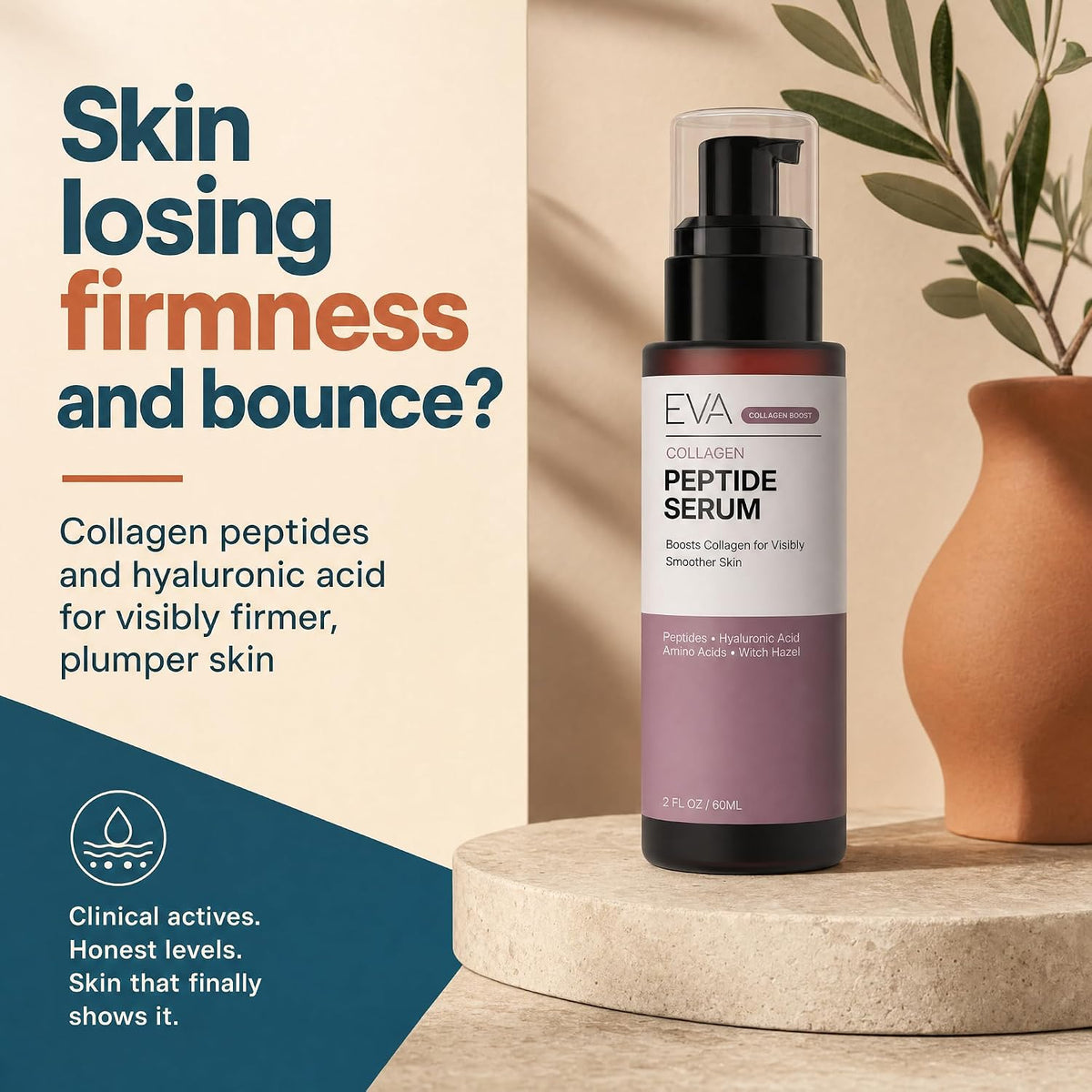 Eva Naturals Collagen Multi Peptide Face Serum with Copper Peptides 2 oz - view 3