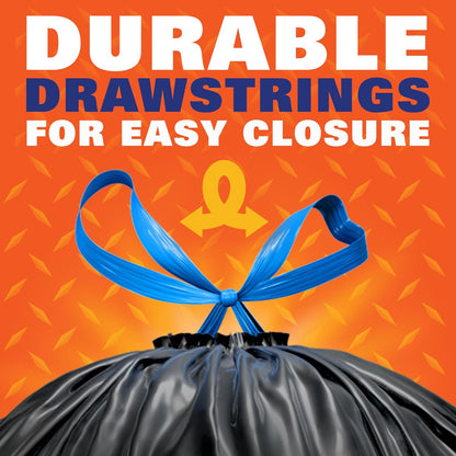 Hefty Strong 30 Gallon Black Bin Bags, Drawstring, Unscented, 56 Count - view 4