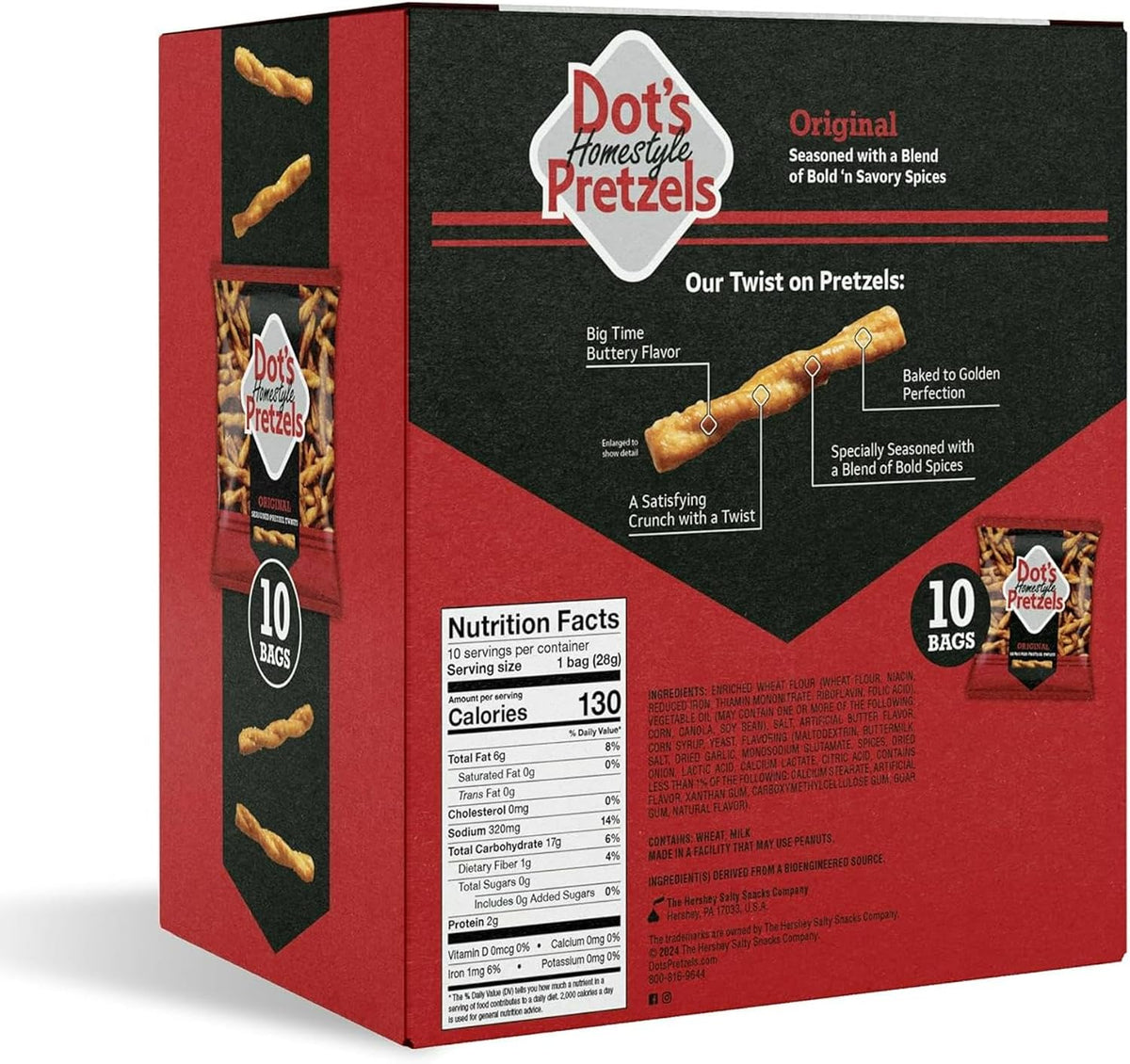 Dot's Homestyle Original Seasoned Pretzel Twists 10 x 1 oz Bags - view 3