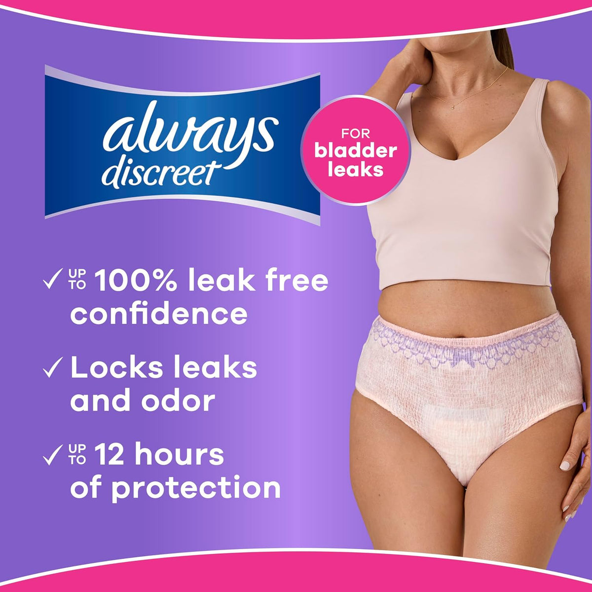 Always Discreet Incontinence and Postpartum Underwear, XL, Maximum, 26 Count - view 5