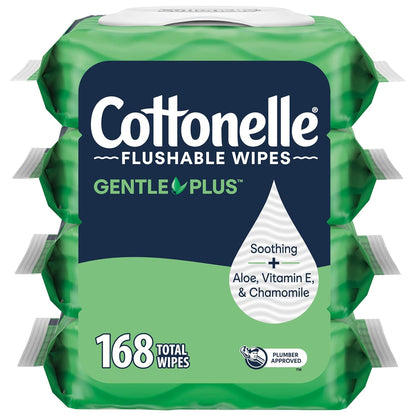 Cottonelle GentlePlus Flushable Wet Wipes, 4 Packs of 42