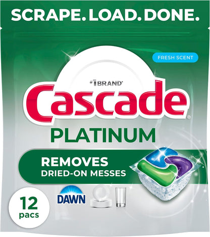 Cascade Platinum ActionPacs Dishwasher Pods, Fresh Scent, 12 Count