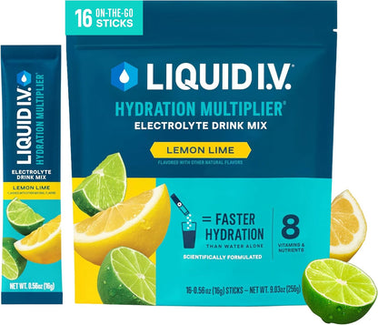 Liquid I.V. Hydration Multiplier Electrolyte Drink Mix, Lemon Lime, 16 Count