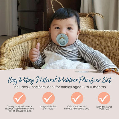 Itzy Ritzy Natural Rubber Dummies for 0-6 Months, Set of 2, Coconut/Toast - view 3