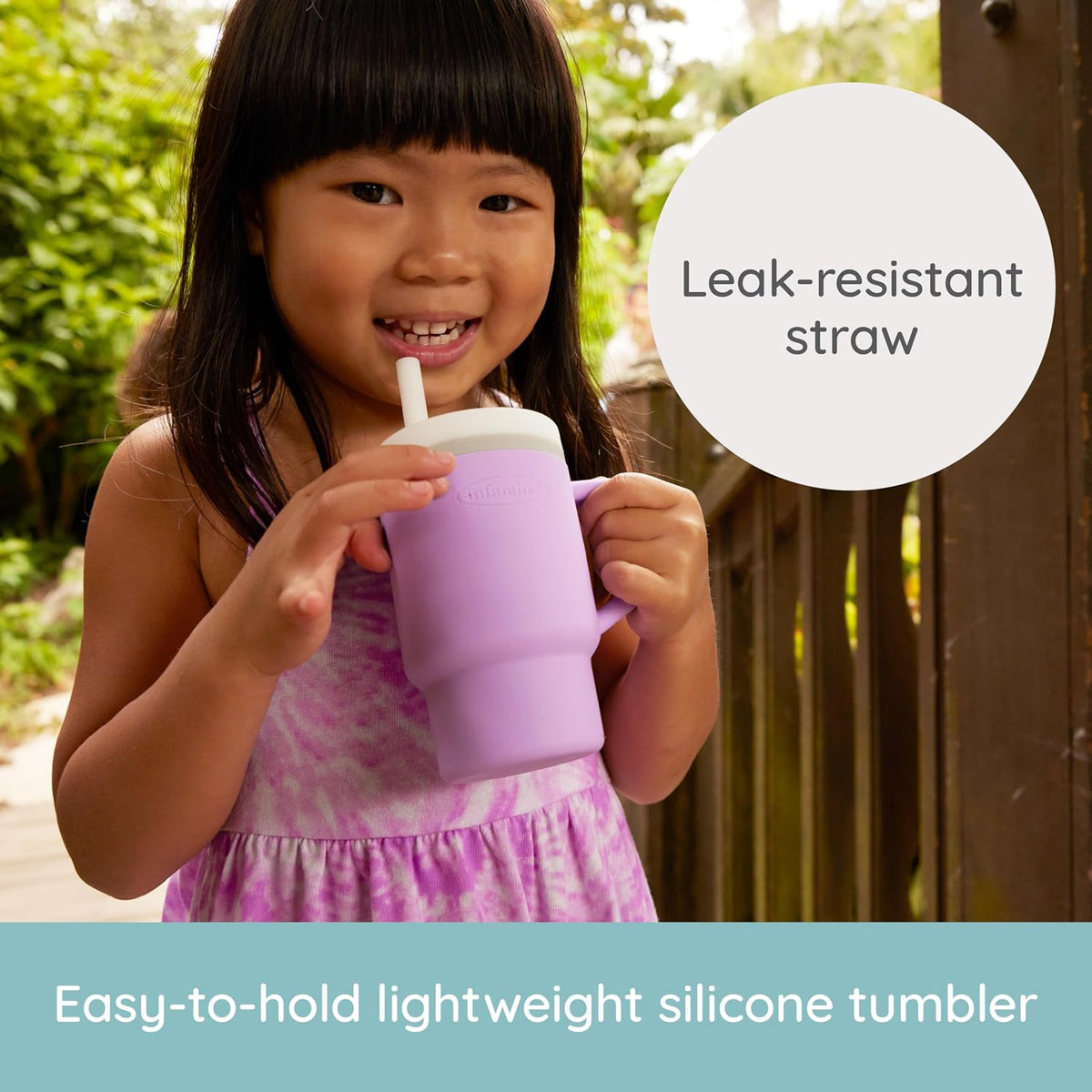 Infantino My 1st Tumbler Silicone Cup with Straw and Handle, 9 fl oz, Lilac - view 4
