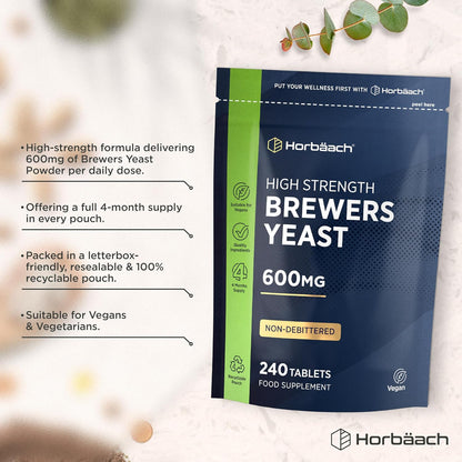 Horbäach Brewers Yeast Tablets 600mg, 240 Count - view 2