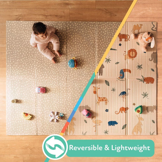 Nuby Foldable Reversible Baby Play Mat, 77 x 58 Inch, Safari - view 2