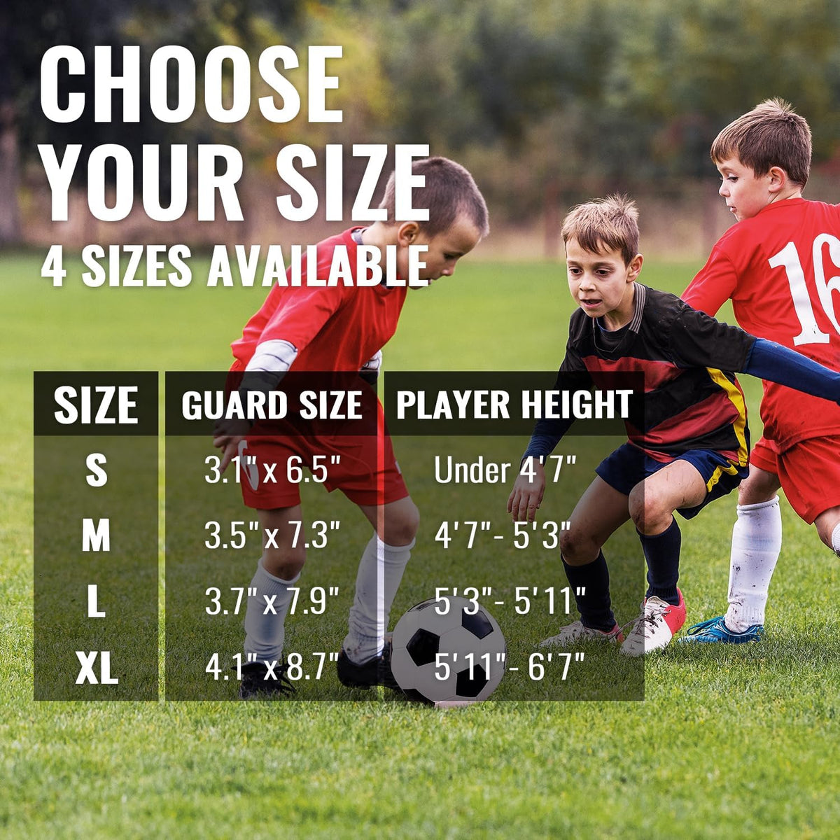 Northdeer Soccer Shin Guards with Sleeves, Black, Size L - view 6