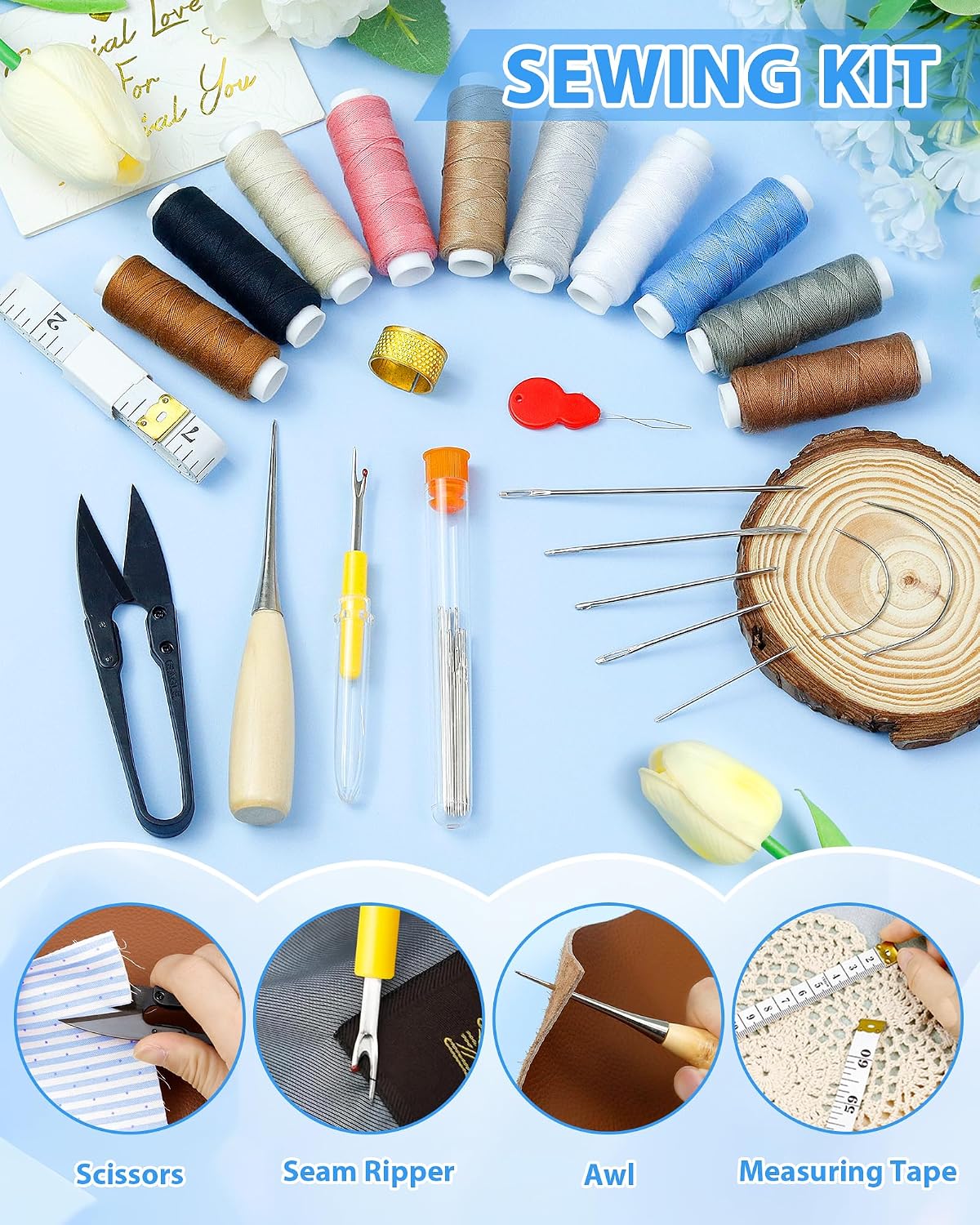 PLANTIONAL 47 Piece Heavy Duty Upholstery Repair Sewing Kit - view 6