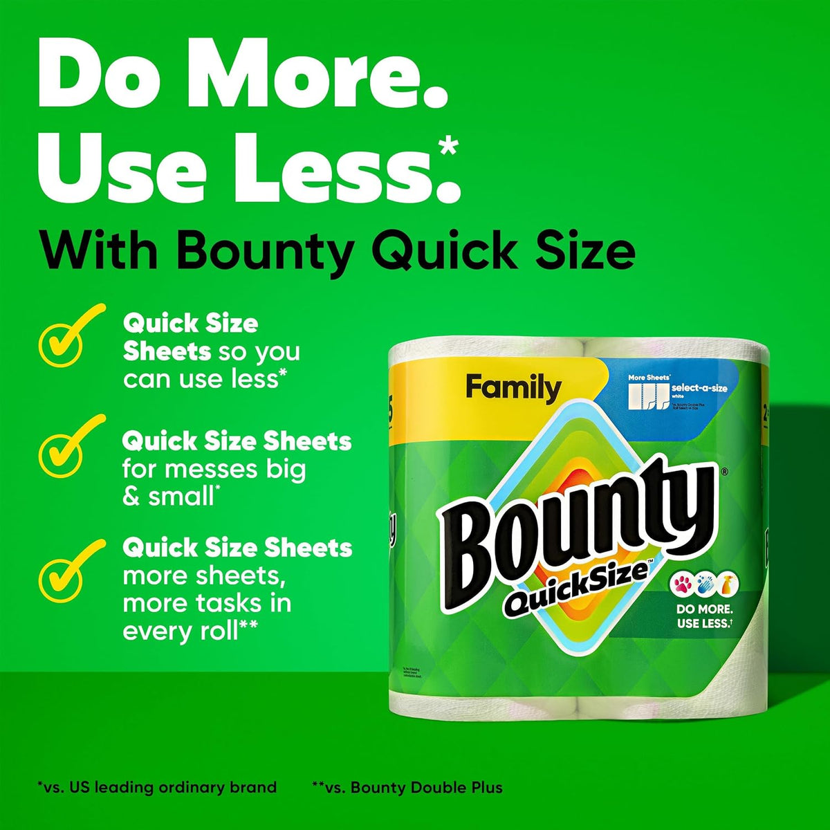 Bounty Quick Size Paper Towels, White, 8 Family Rolls - view 2
