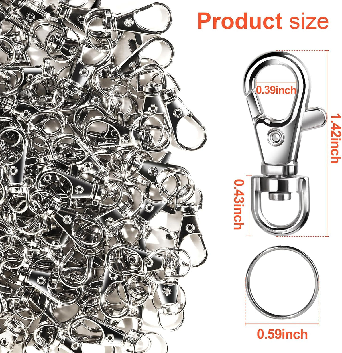 LEOBRO 240 Piece Silver Lobster Clasps and Key Rings Keychain Kit - view 3