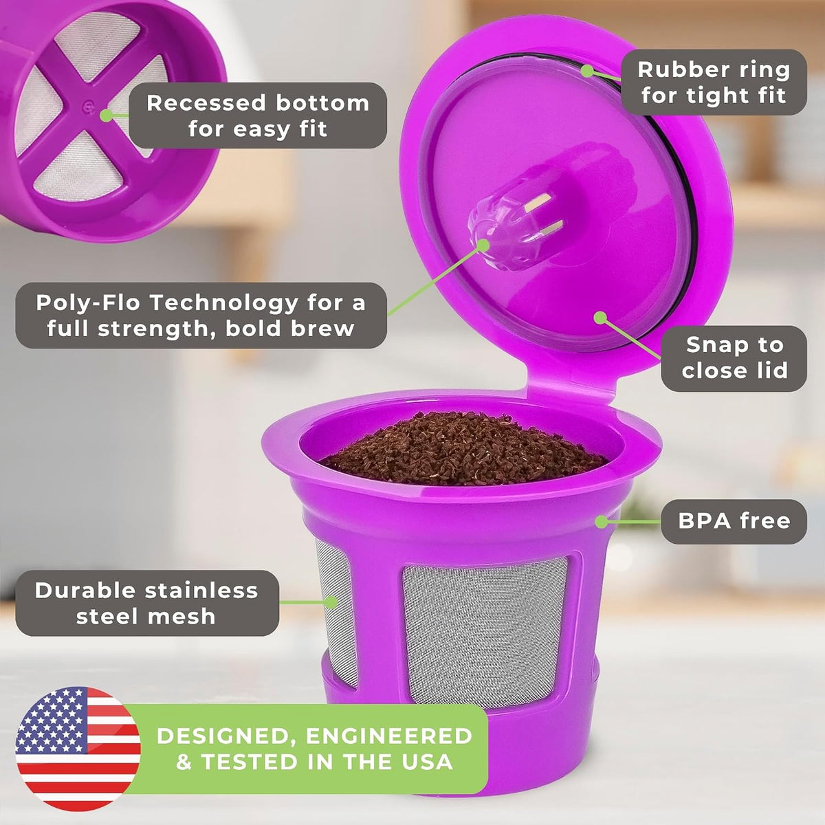 Perfect Pod Café Save Reusable Coffee Pod Filter Cups, Pack of 4 - view 6