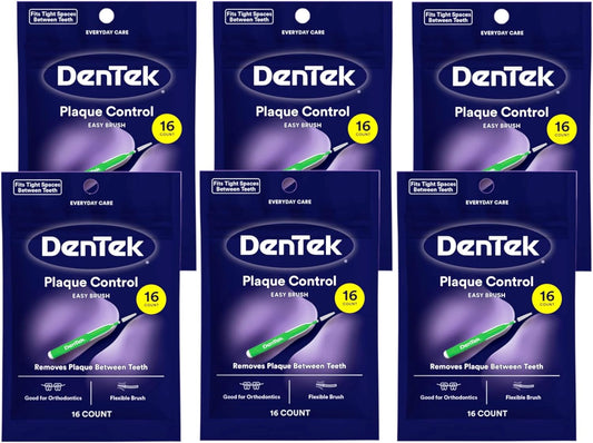 DenTek Easy Brush Interdental Cleaners Extra Tight Flexible, 16 Count, Pack of 6