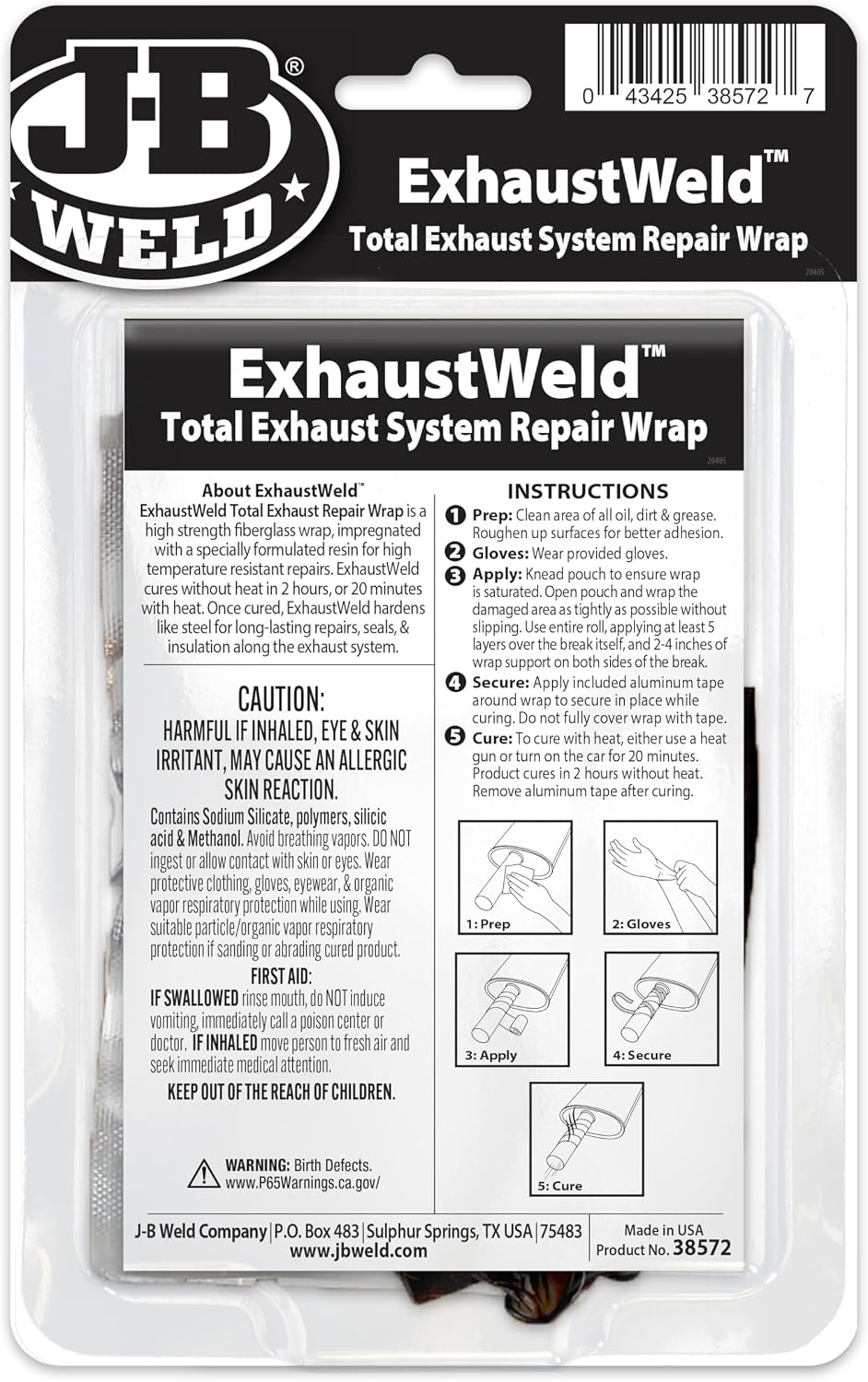 J-B Weld ExhaustWeld Exhaust Repair Wrap, 2 x 72 Inch, White — alternate product view
