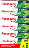 Pepsodent Active Fresh Toothpaste with Fluoride & Calcium, 75 ml (2.5 fl oz), Pack of 6