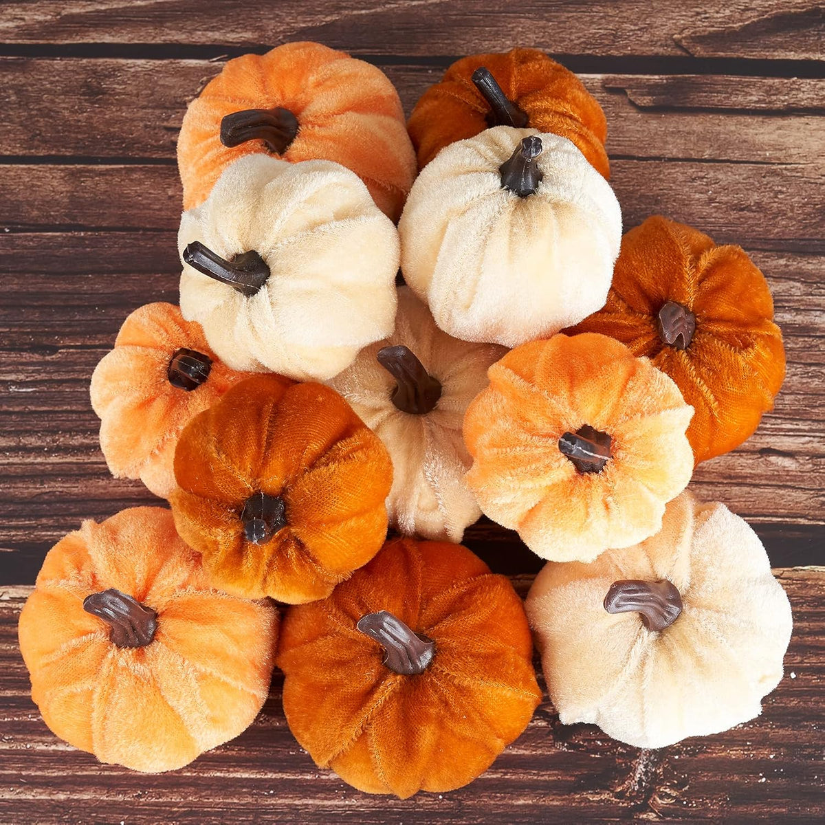 Diahom Artificial Velvet Pumpkins, 12 Piece Autumn Decor Set