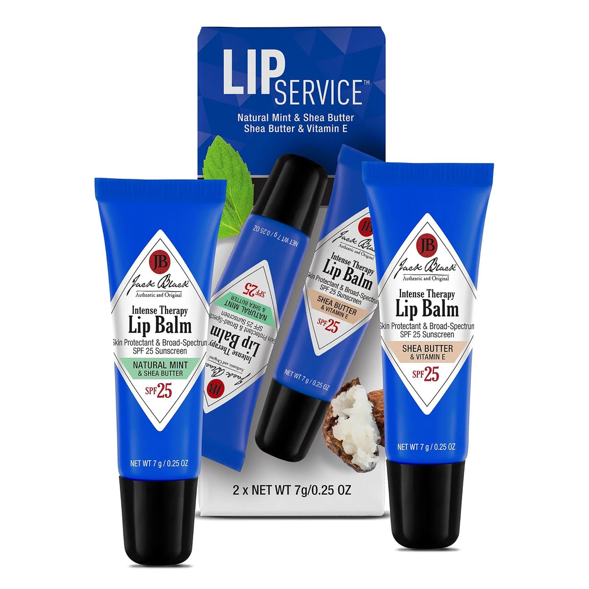 Jack Black Lip Service Set, SPF 25 Lip Balm, Natural Mint & Shea Butter — product view