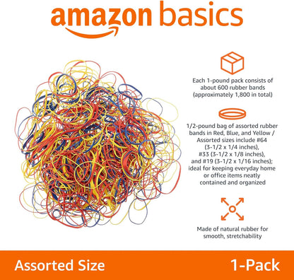 Assorted Size and Colour Rubber Bands, 0.5 lb Variety Pack - view 2