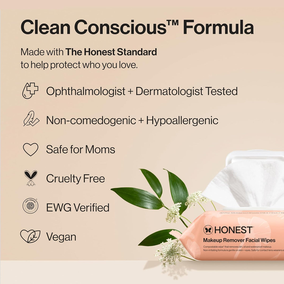 Honest Beauty Fragrance-Free Cleansing Makeup Remover Wipes, 30 Count - view 5