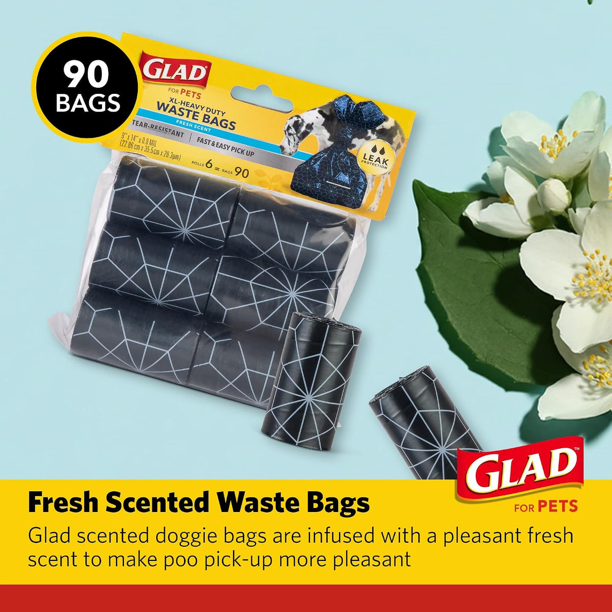 Glad for Pets Extra Large Scented Dog Poop Bags, Fresh Scent, 90 Count — alternate product view