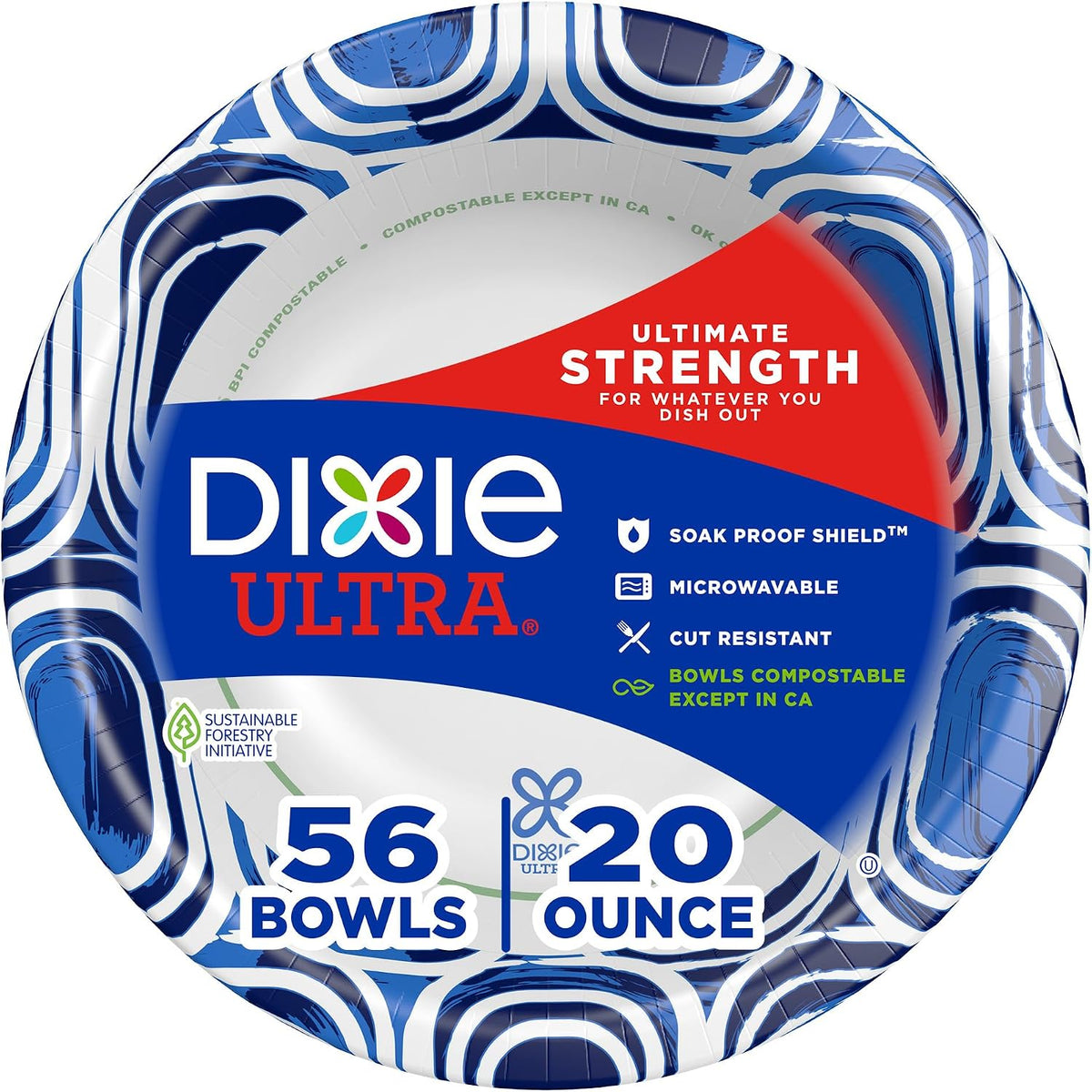 Dixie Ultra Large Paper Bowls 20 oz, 56 Count