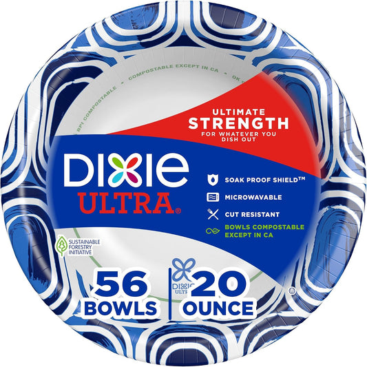 Dixie Ultra Large Paper Bowls 20 oz, 56 Count