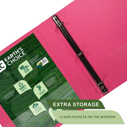 Samsill Plant-Based 1.5 Inch Round Ring View Binder, Bright Pink - view 4