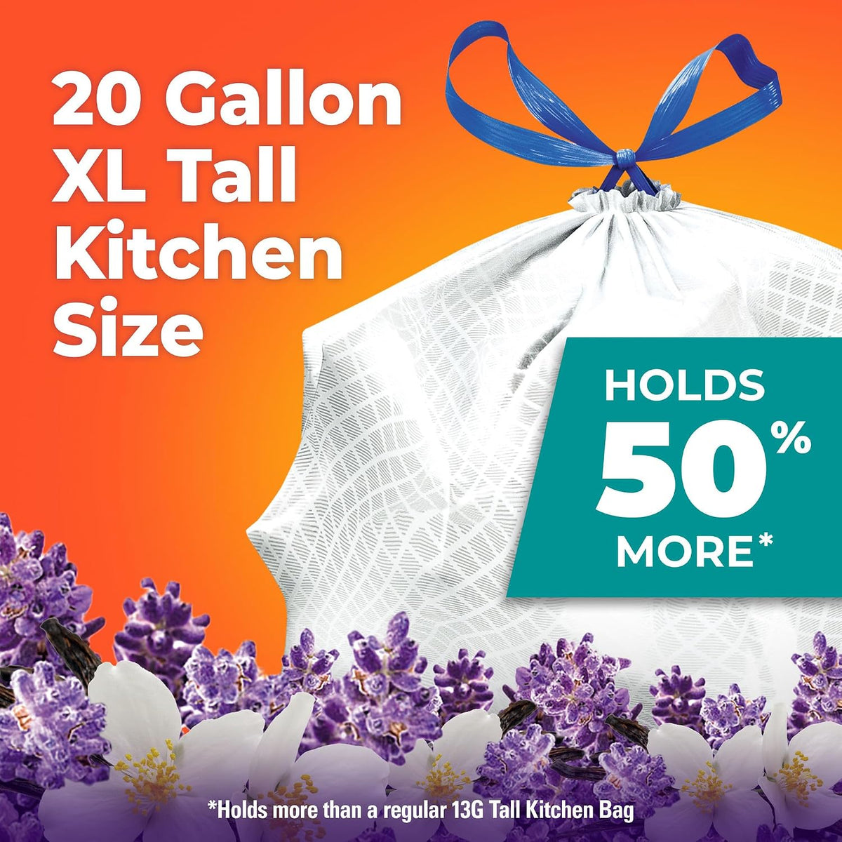 Hefty Ultra Strong 76 L (20 Gallon) XL Kitchen Bin Bags, Lavender Vanilla, 80 Count — alternate product view