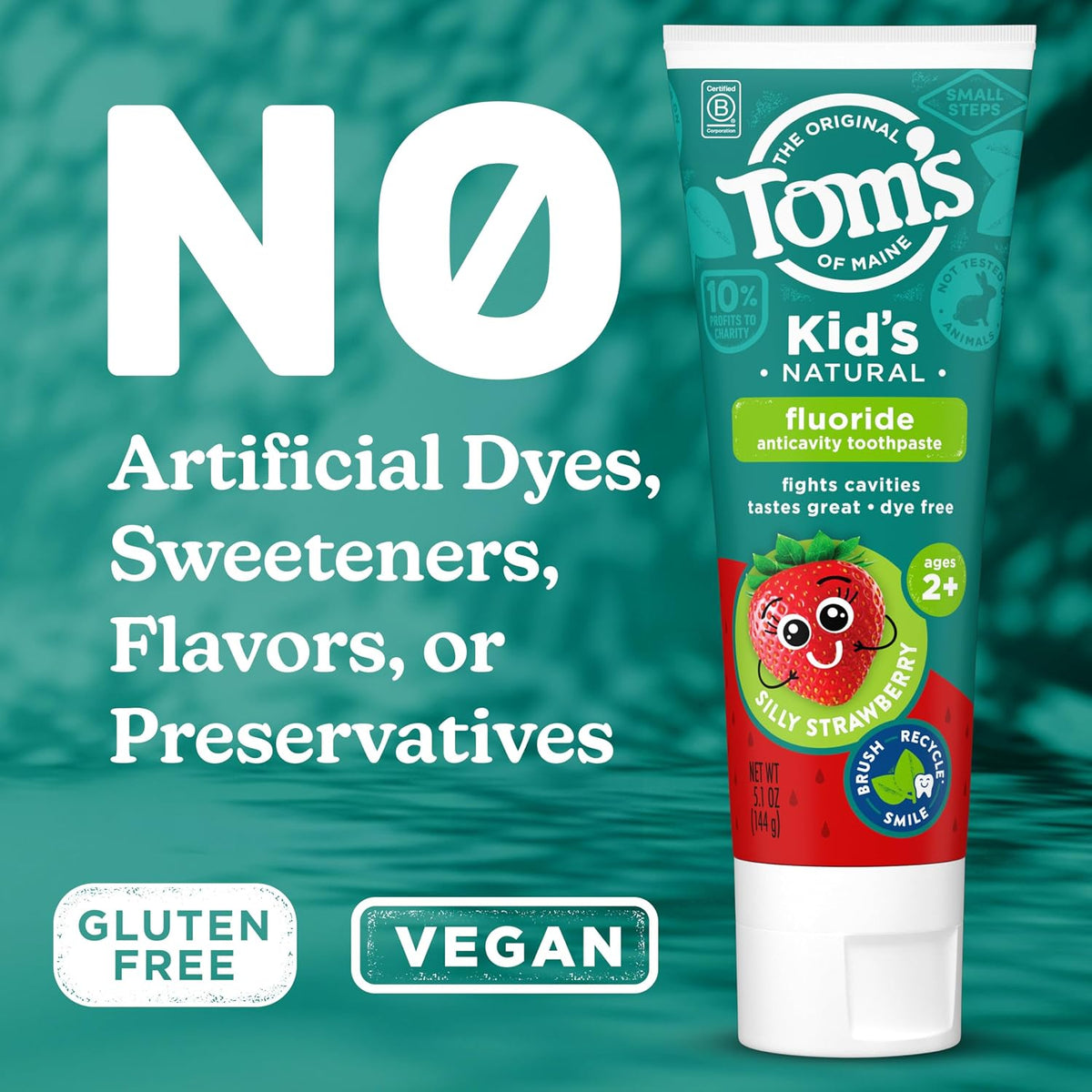 Tom's of Maine Kids Fluoride Toothpaste, Silly Strawberry, 3 x 144 g - view 4