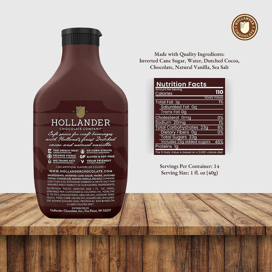 Hollander Chocolate Co. Dutched Chocolate Sauce 443 ml Squeeze Bottle - view 2