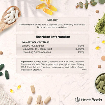 Horbäach Bilberry Extract Capsules 8,000mg, 25% Anthocyanidins - view 3