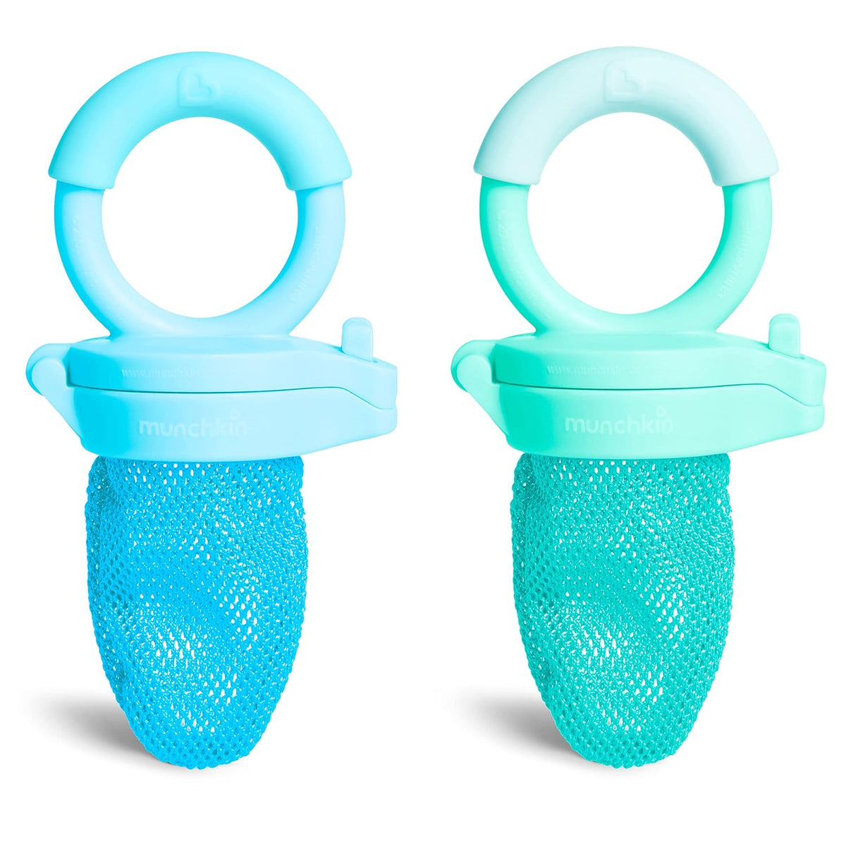 Munchkin Baby Fruit Feeder with Mesh Bags, 2 Pack, Blue/Mint