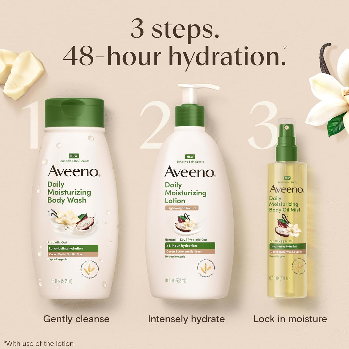 Aveeno Daily Moisturizing Body Oil Mist, Cocoa Butter Vanilla, 6.7 fl oz - view 5