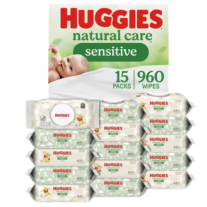 Huggies Natural Care Sensitive Unscented Baby Wipes, 960 Wipes (15 Packs)