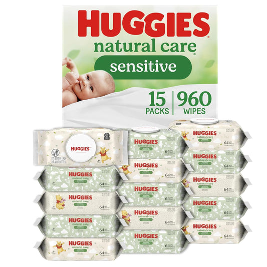 Huggies Natural Care Sensitive Unscented Baby Wipes, 960 Wipes (15 Packs)