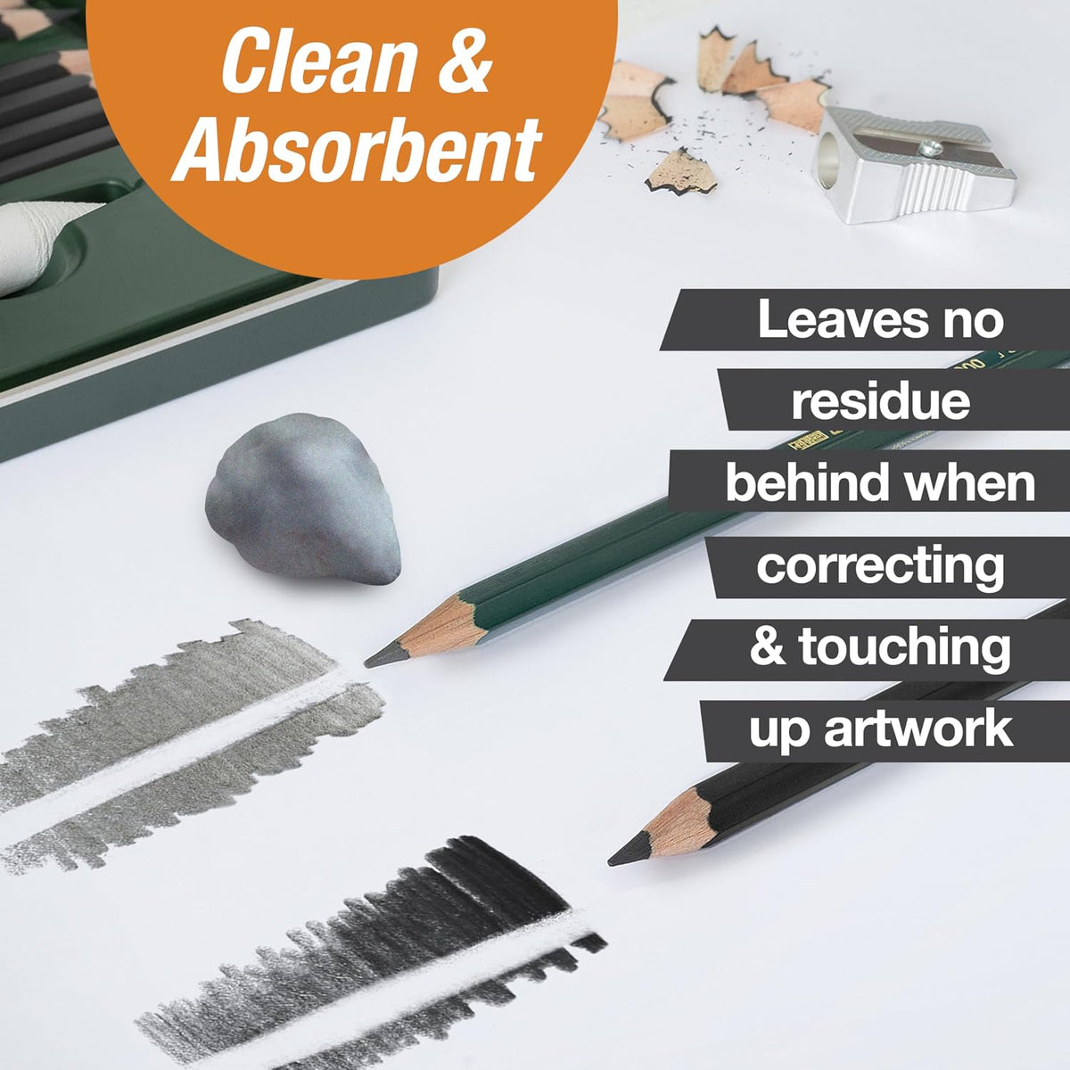 Faber-Castell Kneaded Art Erasers, Large, Grey, Pack of 4 - view 4