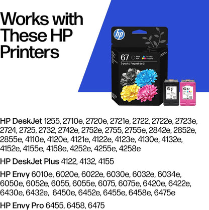 HP 67 Black and Tri-Colour Original Ink Cartridges, 2-Pack (3YP29AN) - view 2
