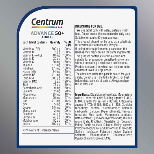 Centrum Advance 50+ Multivitamin Tablets, 24 Nutrients, 60 Count - view 2