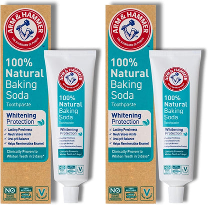 Arm & Hammer 100% Natural Baking Soda Whitening Protection Toothpaste, 2 x 75 ml