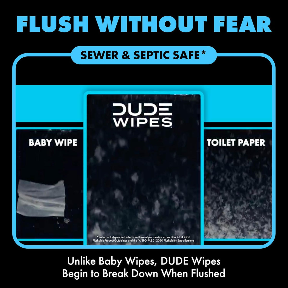 DUDE Wipes Unscented Flushable Wet Wipes, Sensitive Skin, 288 Count - view 4