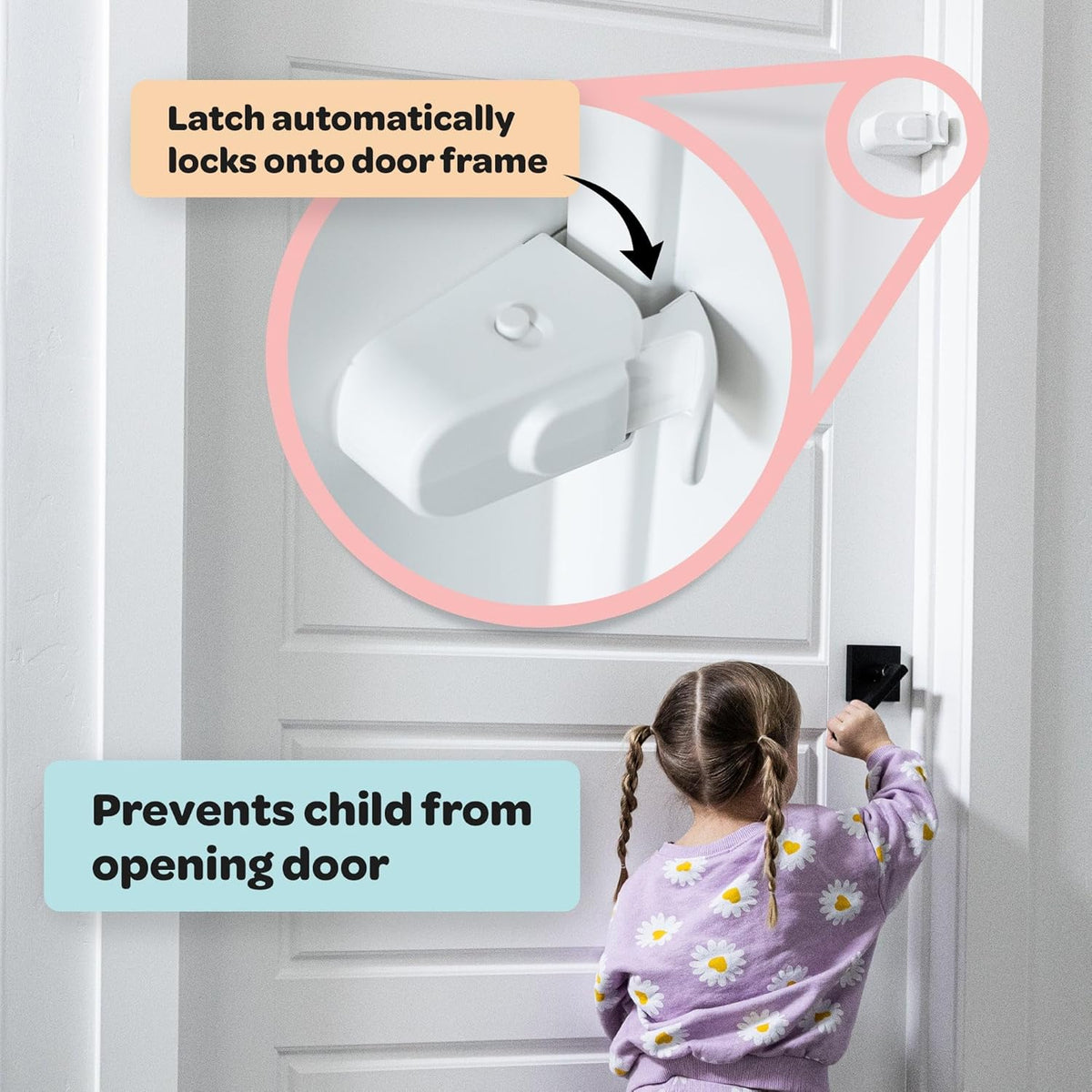 SnapPower Huglock Snap-On Door Lock for Interior Doors, 2 Pack - view 6