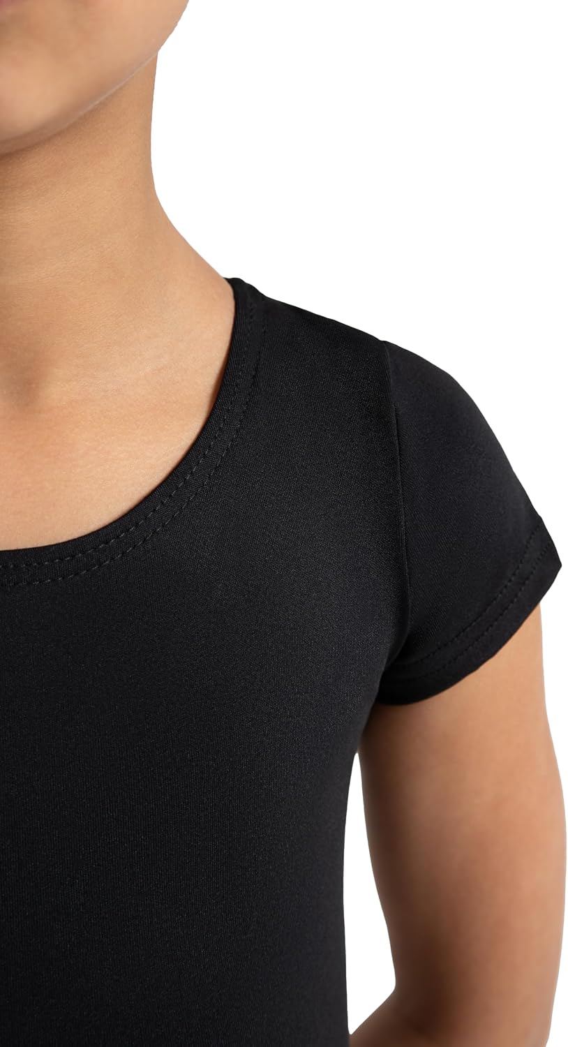 Capezio Team Basics Short Sleeve Leotard, Girls, Black, Large - view 5