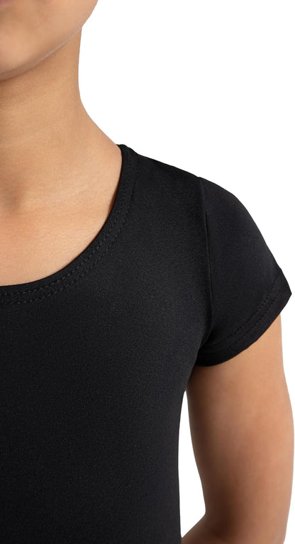 Capezio Team Basics Short Sleeve Leotard, Girls, Black, Large - view 5