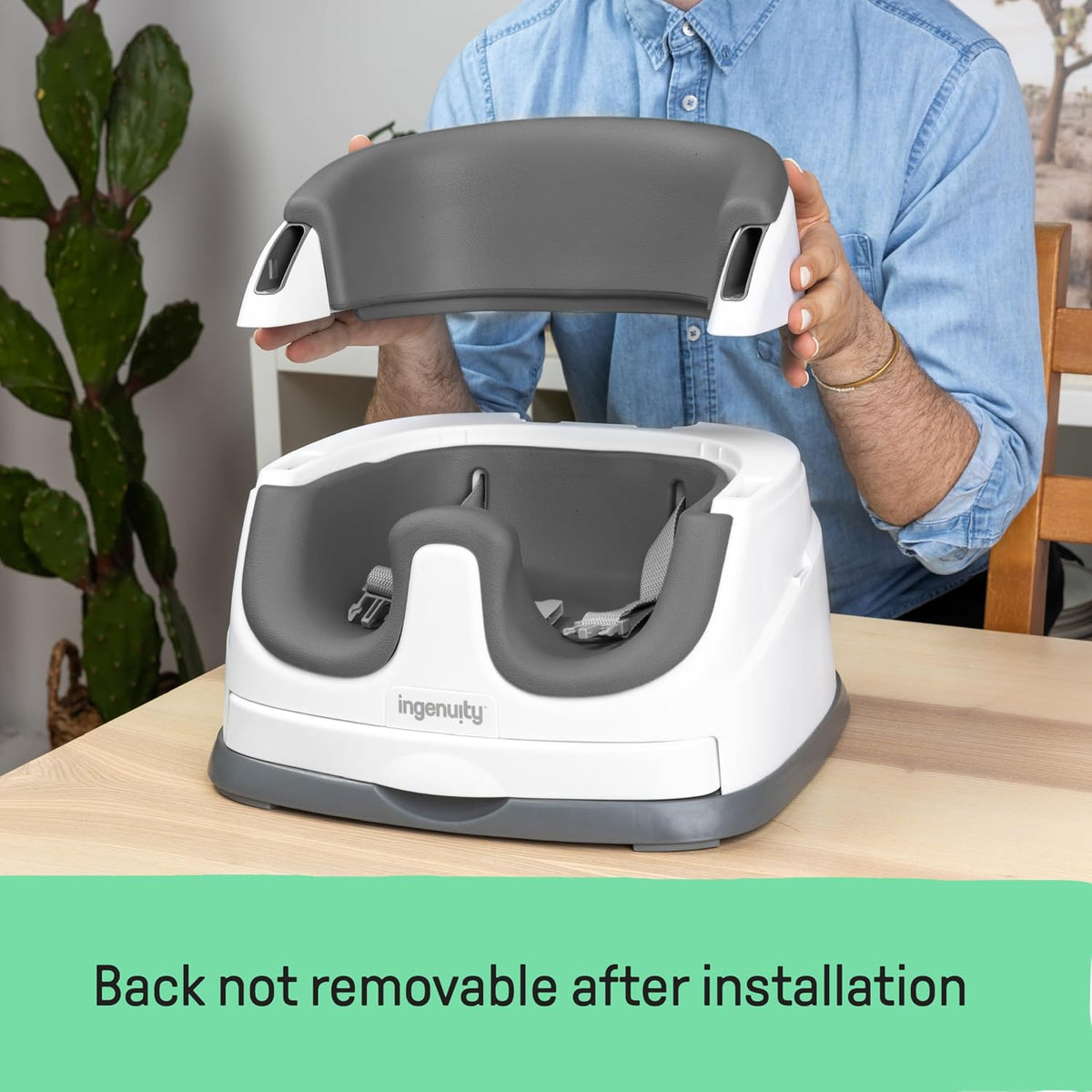 Ingenuity Baby Base 2-in-1 Booster Feeding and Floor Seat, Slate - view 4