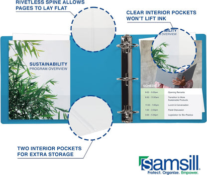 Samsill Durable 2 Inch D-Ring Binder, Clear View Cover, Sky Blue - view 5