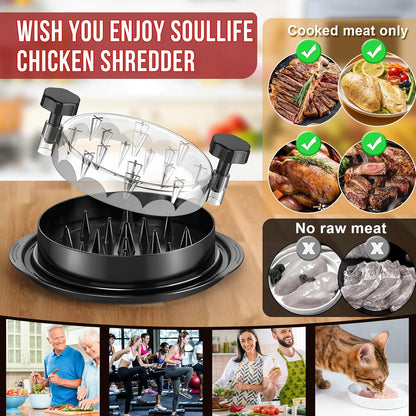 SoulLife Chicken Shredder Tool, 8 Inch, Black with Clear Lid - view 5