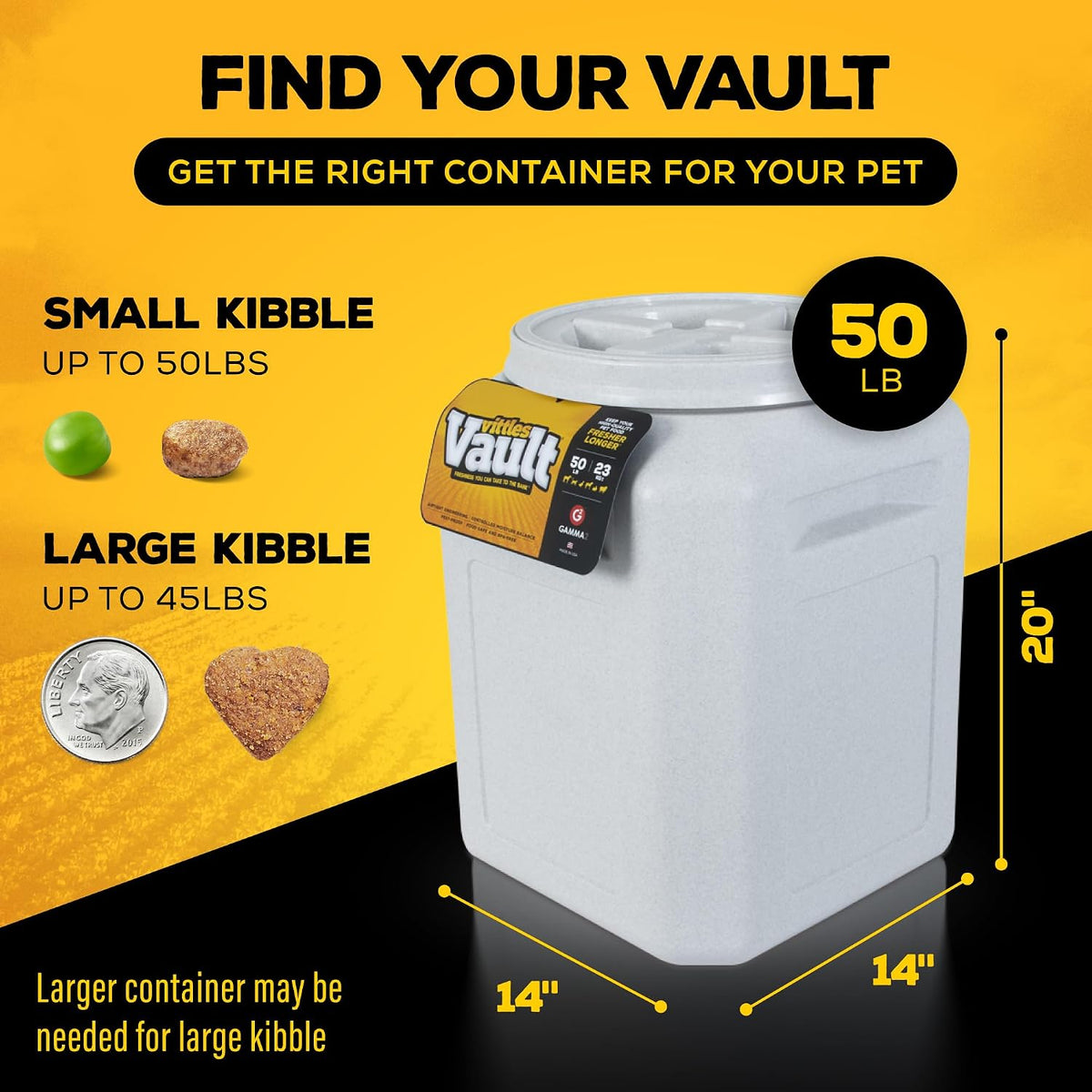 Gamma2 Vittles Vault Airtight Pet Food Storage Container with Scoop, 50 lb - view 6