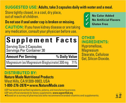 Nature Made Magnesium Glycinate 300 mg per 3 Capsules, 90 Capsules - view 6