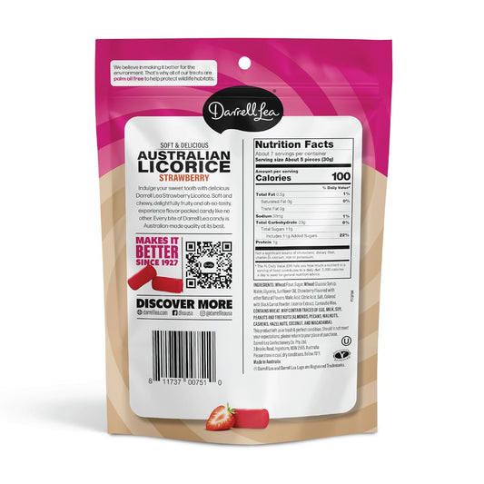 Darrell Lea Soft Strawberry Liquorice 7 oz Bag - view 2