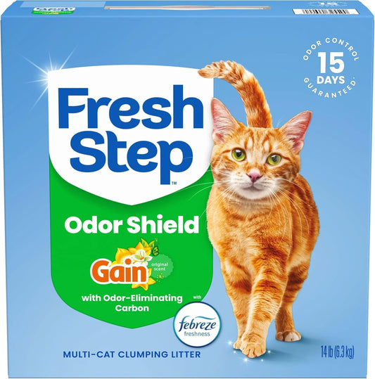 Fresh Step Odor Shield Multi Cat Clumping Litter with Gain Scent, 14 lb
